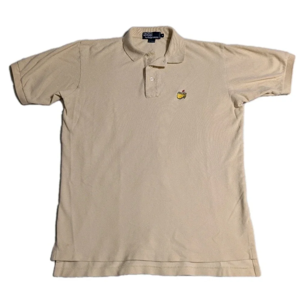 Polo Ralph Lauren Masters Augusta National‎ Golf Polo Shirt Mens M L Beige USA